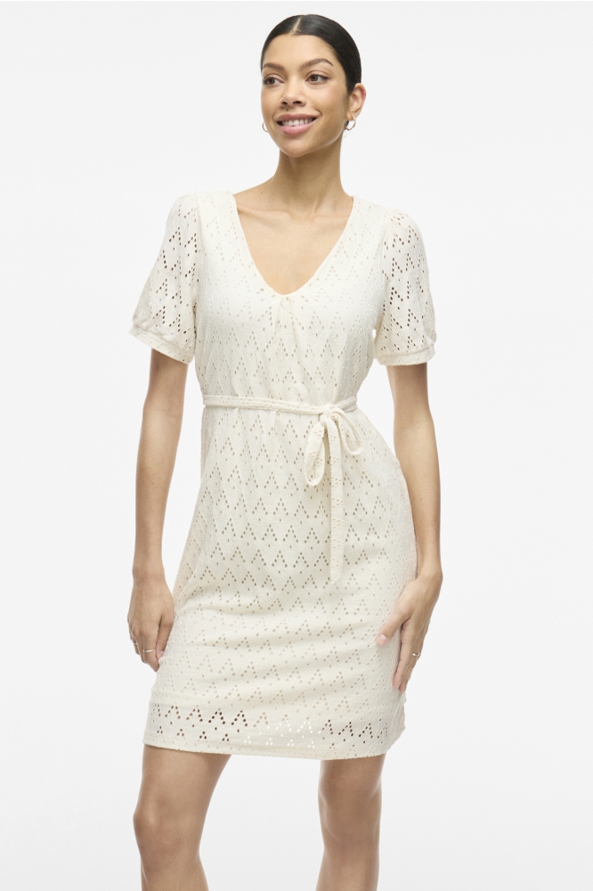 VIAMALINA V-NECK S/S DRESS/PB 14104111 BIRCH